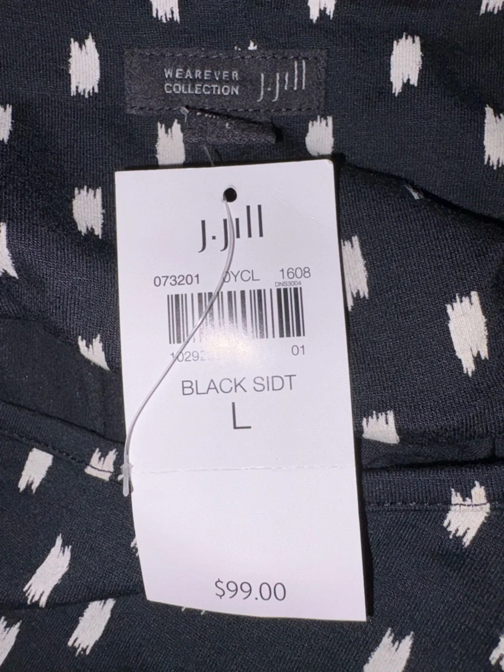 NWT J. Jill Wearever Collection Black Abstract Print Dress Size L Short Sleeve